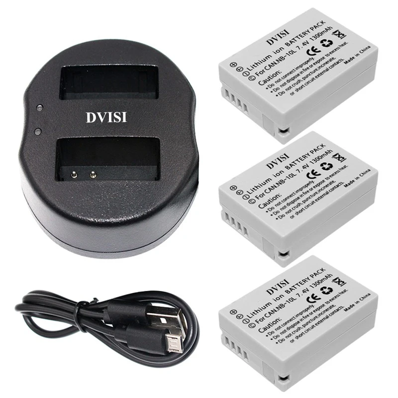 

3pcs 7.4V 1.3Ah NB-10L NB10L Camera Battery with USB MINI Charger for Canon G1X G15 G16 SX40HS SX50HS SX60HS SX40 SX50 SX60 HS