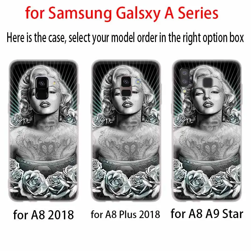 Чехол для Samsung A42 A52 A72 A32 A12 A71 A51 A70 A50 A20 A30 A20S A21S A50S A6 A7 A8 2018 сексуальная Мэрилин Монро |