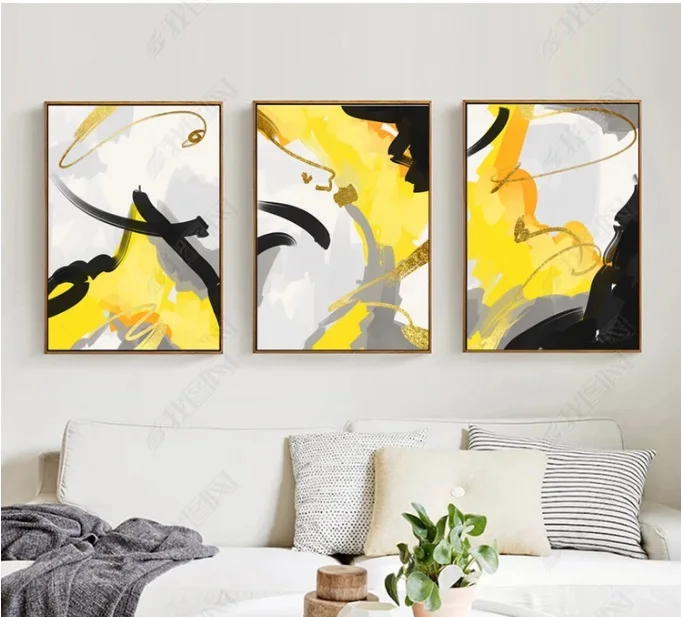 Modern Simple Abstract Golden Lines Canvas Print Modular Wall Paintings For Living Room Art Home Decor No Framed | Дом и сад