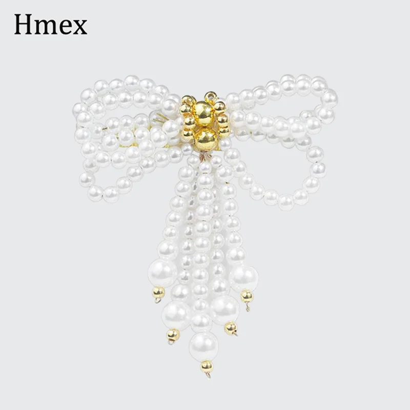 2019 hot sell trendy Style pins metal Imitation Pearl Big Bow Brooch for women Tassel Drop Brooches Wedding gift Accessorie | Украшения и