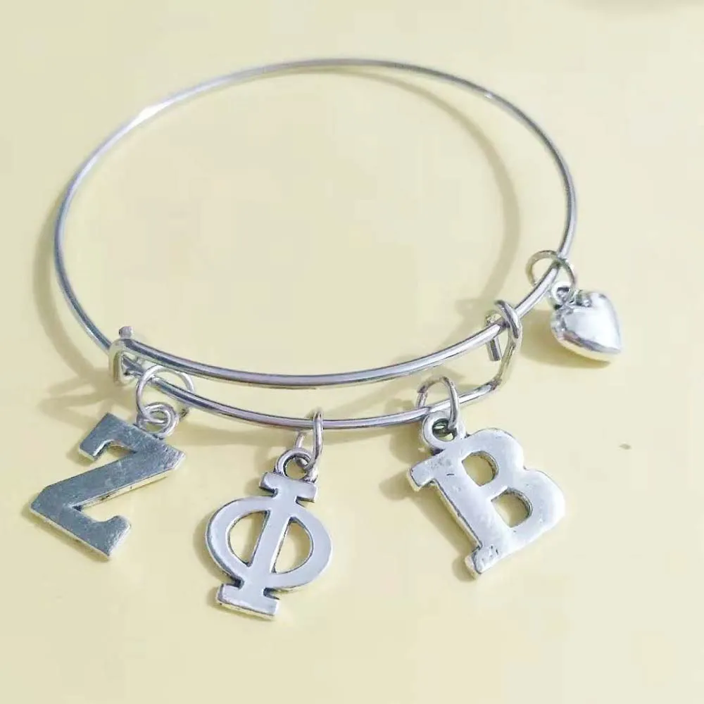 Topvekso ZPB Sorority ZETA PHI BETA Подвески с надписью Love браслет ювелирные изделия проволочный