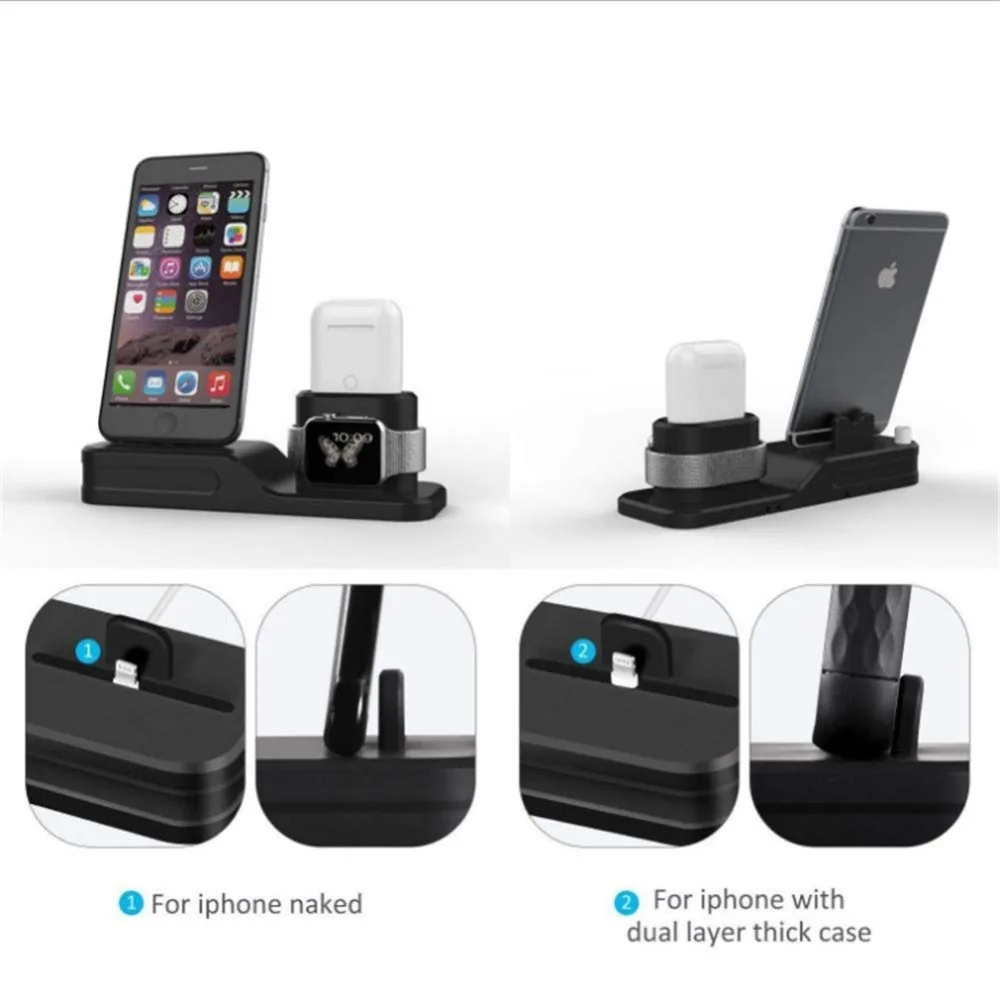 Многофункциональная зарядная док-станция Подставка для Airpods iPhone X 7 8 6 6s plus 5 зарядная док-станция Подставка для Apple watch 4 3 2