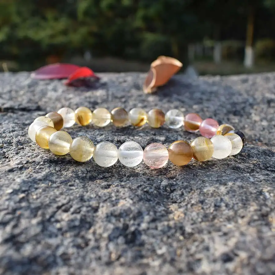 

Natural Mixed Color Watermelon Crystal Bracelet Loose Beads DIY Men Women Couple Bracelets Accessories Pulsera