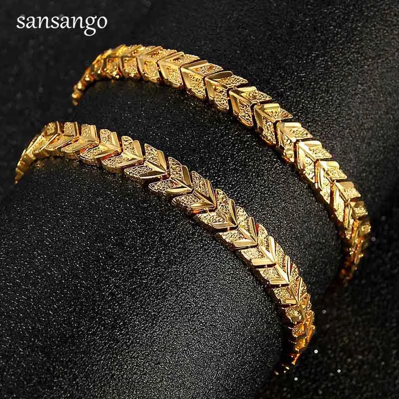 New Arrival Hip Hop 24K Golden Curb Link Chain Bracelet Male Jewelry For Men Women Luxury Bangle Party Gift Wholesale 18cm