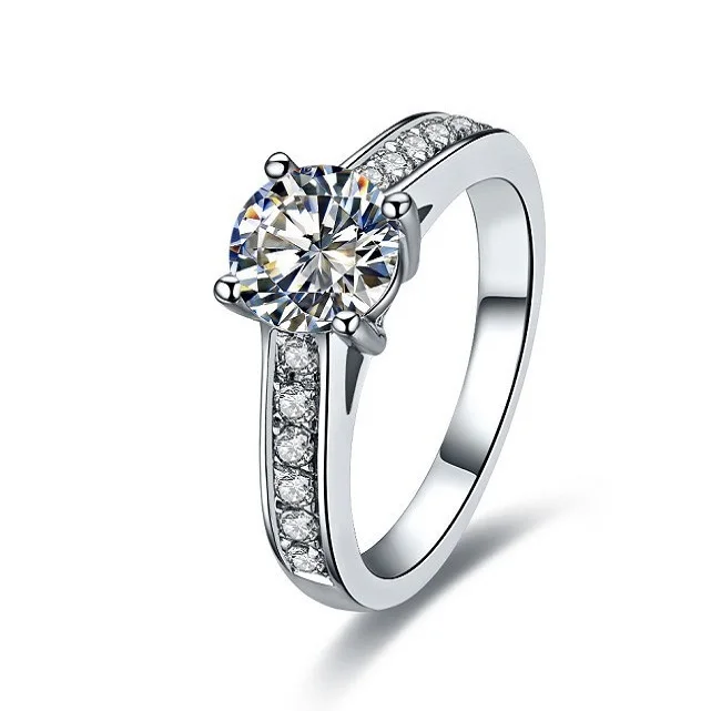 Женское свадебное кольцо с муассанитом белое золото 18 К 750 пробы 1 карат|ring brand|ring