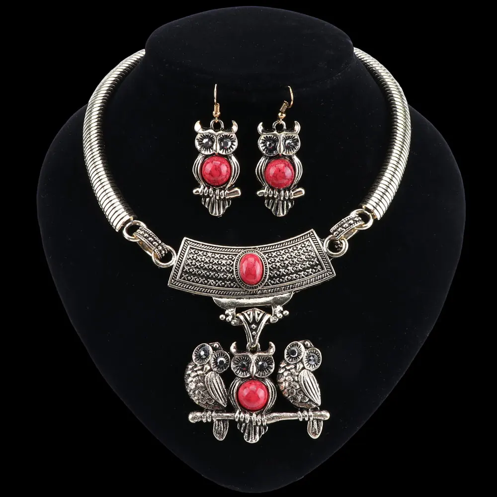 OEOEOS Модный Ювелирный Набор стразы кулон в виде совы Ретро стиль золотой цвет