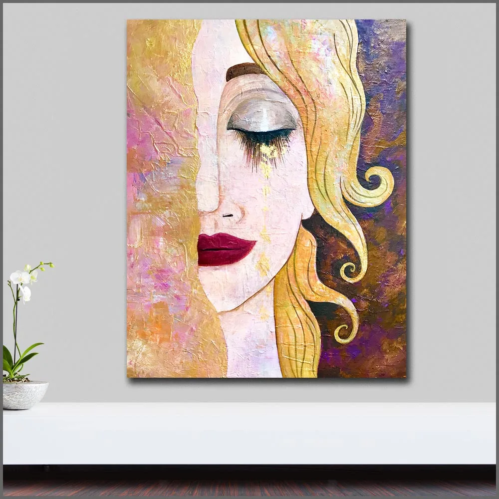 Wlong домашний декор настенное искусство Love Tear Klimt картина маслом на холсте картины