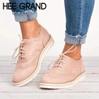HEE GRANDрезиновая обувь с перфорацией типа броги; женские оксфорды на платформе в британском стиле; обувь на толстой мягкой подошве с вырезами; повседневная женская обувь на плоской подошве; 5 цветов; XWD6990