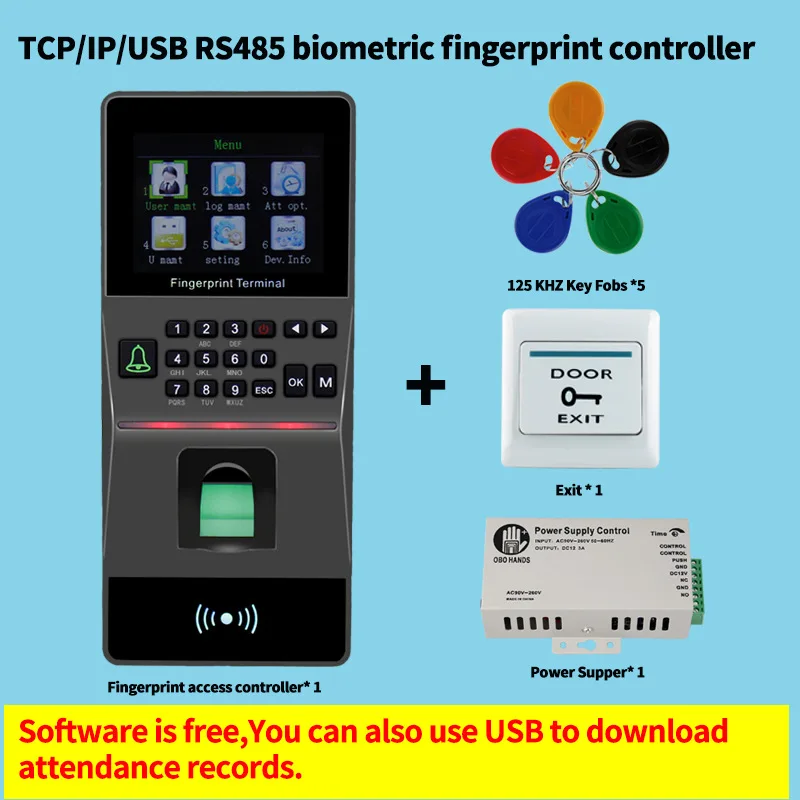 USB/TCP/IP/RS485 считыватель отпечатков пальцев Биометрический Дверной замок с отпечатком пальца diy Kit посещаемость времени RFID система контроля доступа 2,8 дюймов - Цвет: Without Lock