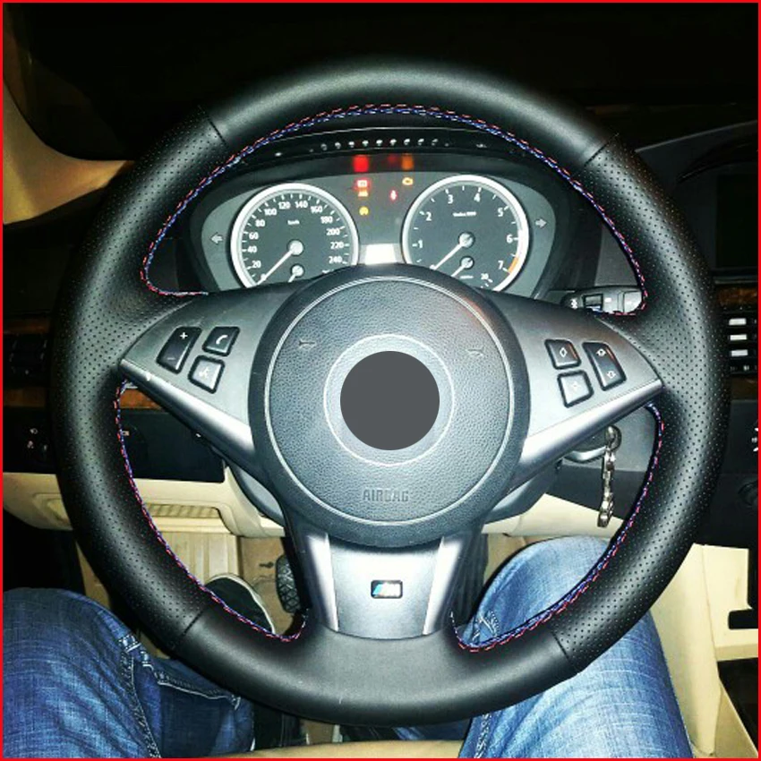 Черный чехол рулевого колеса автомобиля MEWANT из искусственной кожи для BMW E60 530i E63