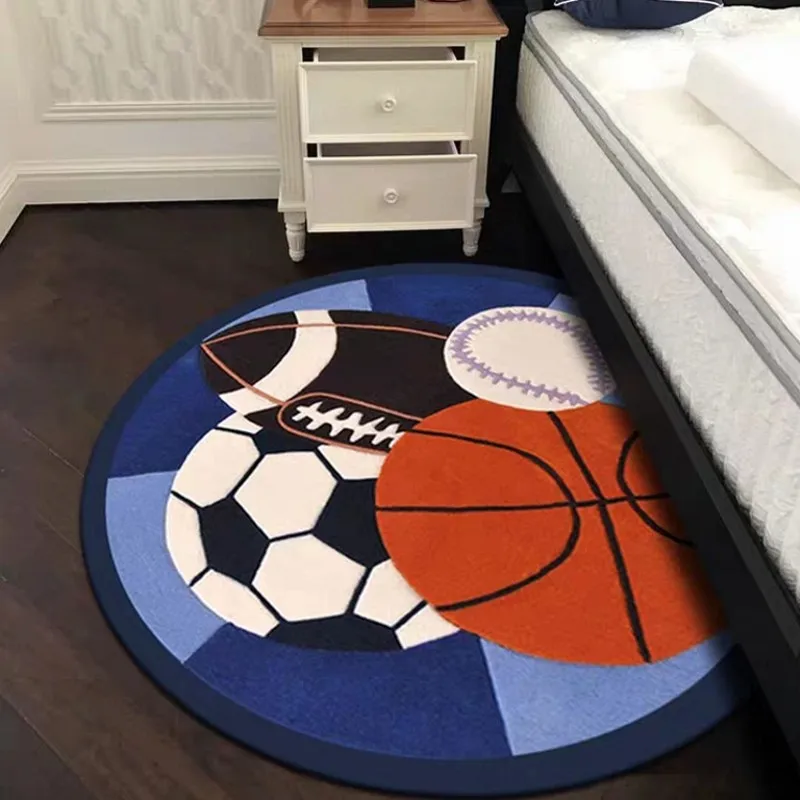 Ковер со звездами и Вселенной для детской комнаты синий круглый ковер гостиной