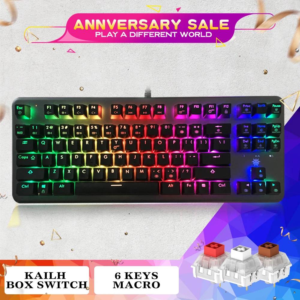 Hexgeards GK757 Kailh коробка переключатель механическая клавиатура 87 ключ игровая