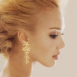 2019 классические ювелирные изделия модные золотистые длинные серьги с цветком и