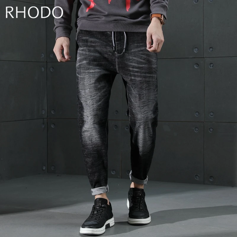 Новый Для мужчин джинсовые Штаны печать ретро Камо черный шаровары Taper Fit стрейч