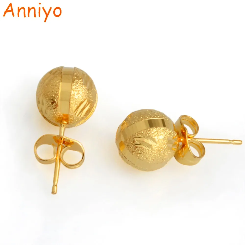 Anniyo 1 см Арабский Золотой цвет мини серьги бисер для женщин/девушек круглый шар