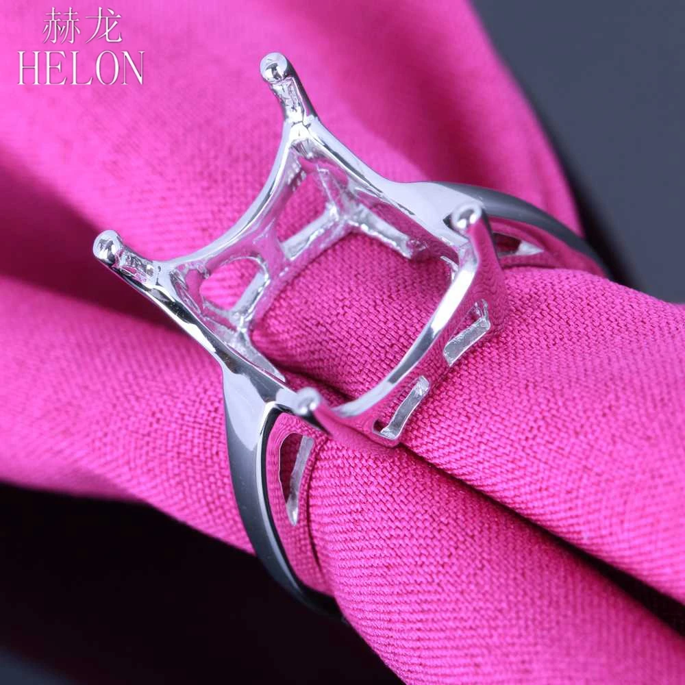 

HELON Valentine's Day 925 Sterling Silver 10x13mm Cushion Cut Semi Mount Solitaire Elegant Jewerly Wedding Ring Prong Setting