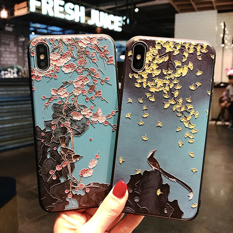 3D с тиснением и изображением чехол для iPhone X XS Max 8 7 6 S Plus класса люкс узором Мягкий