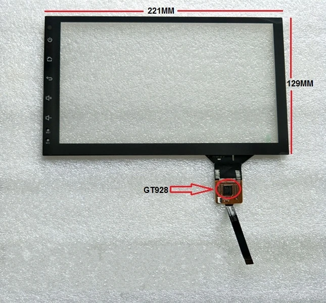 9 дюймовый емкостный сенсорный экран JTS-004-101 221*129 мм 6 pin IC: GT911 GT928 для автомобиля dvd gps