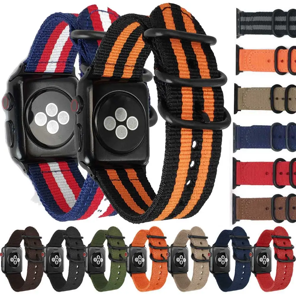 

NATO Nylon Watch strap for Apple Watch band nylon 42mm iWatch 4/3/2/1 Strap 38mm with Zulu Rings Buckle and Adapters Watchbands