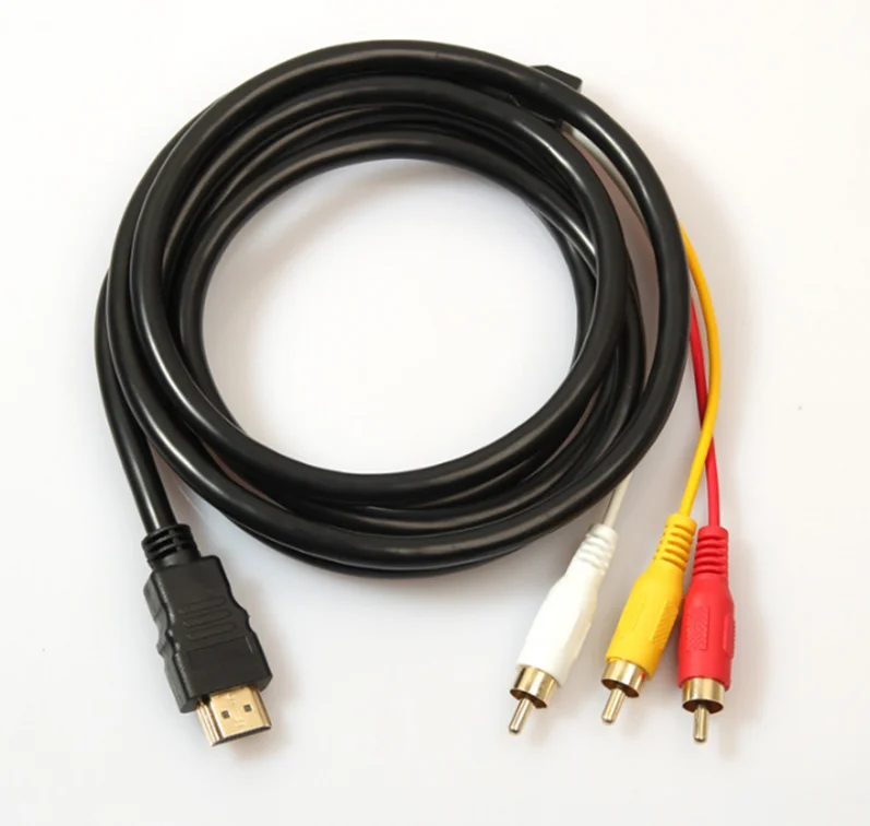 black Для hdmi-rca кабель HDMI штекер 3RCA AV композитный штекер M/M Соединительный кабель-адаптер Шнур передатчик 18Feb05 - Цвет: black
