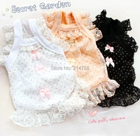 free shipping dog clothes lace sleeve tank dress tops frock pet apparel holiday drop shipping poodle yorkie maltese