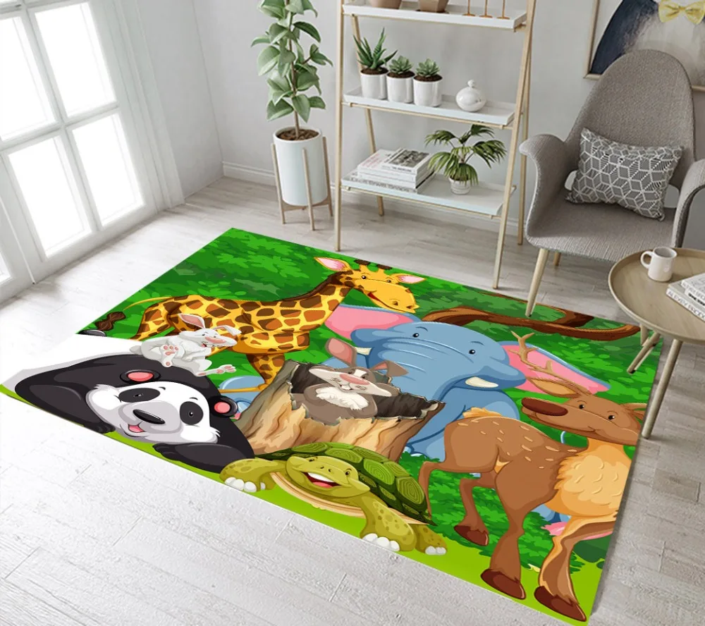 Забавный мультяшный панда Лев Жираф гостиная детские напольные коврики для