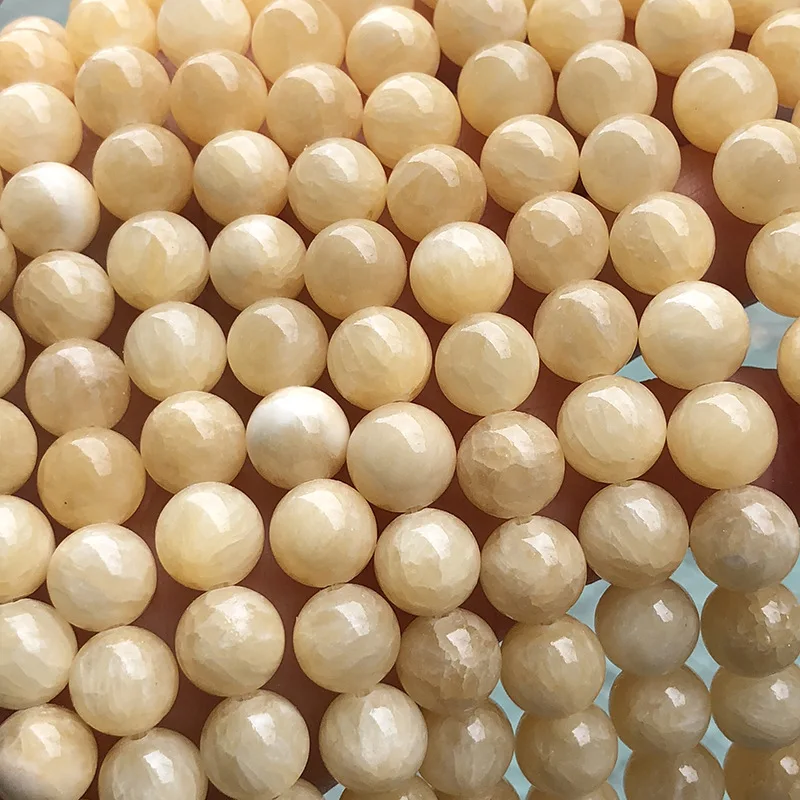 

Genuine Undyed Beige Yellow Round Loose Beads 6 8 10 12MM Natural Stone For Jewelry Making DIY Healing Power Luxury Gift