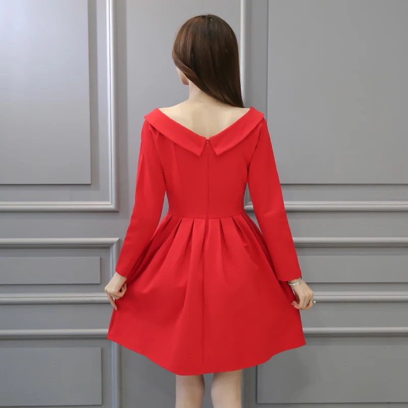 2016 Новых Осенью и Зимой Сладкий Стиль Дамы Хепберн Плиссированные Платья