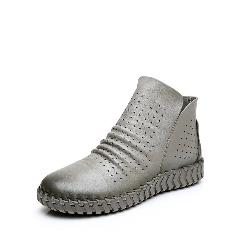 Новый ручной женщина сетки повседневная обувь реальные кожаные сандалии