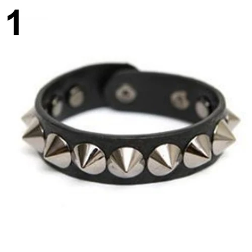 Браслет с заклепками в стиле панк готический рок искусственная кожа браслет