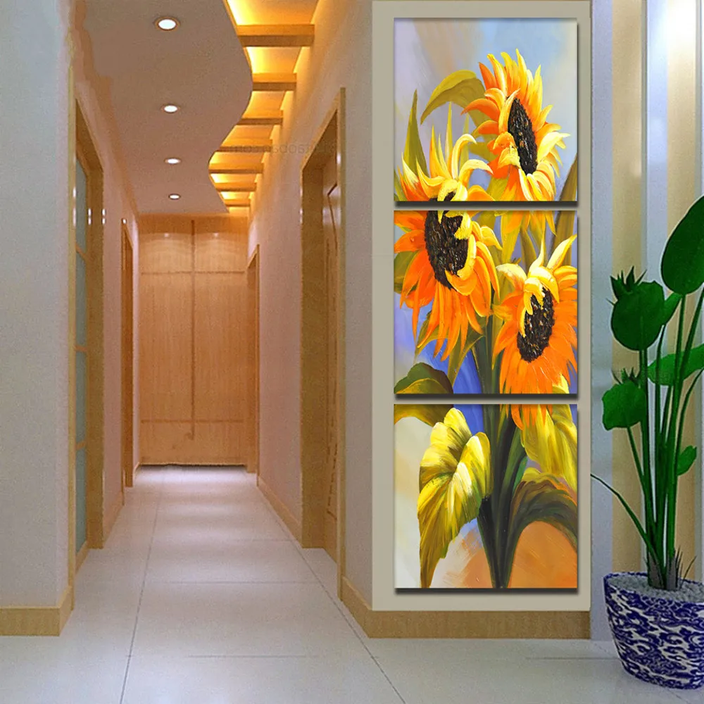 Набор для вышивки Подсолнух 3 шт./компл. картина из страз Триптих вышивка