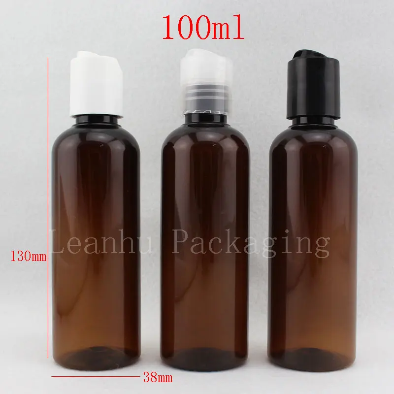 

100 мл X 50 коричневый шампунь, пустые бутылки для жидкого мыла с дисковой крышкой, косметическая упаковка 100 г