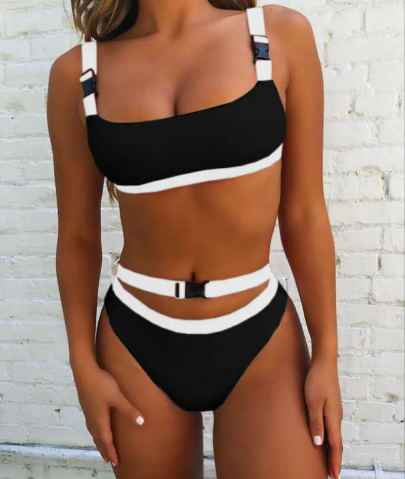 Women Sexy Swimwear Bandage Bikini Push-up Padded Bra Swimsuit Bathing Suit Plastic Buckle Monokini Bikinis | Спорт и развлечения