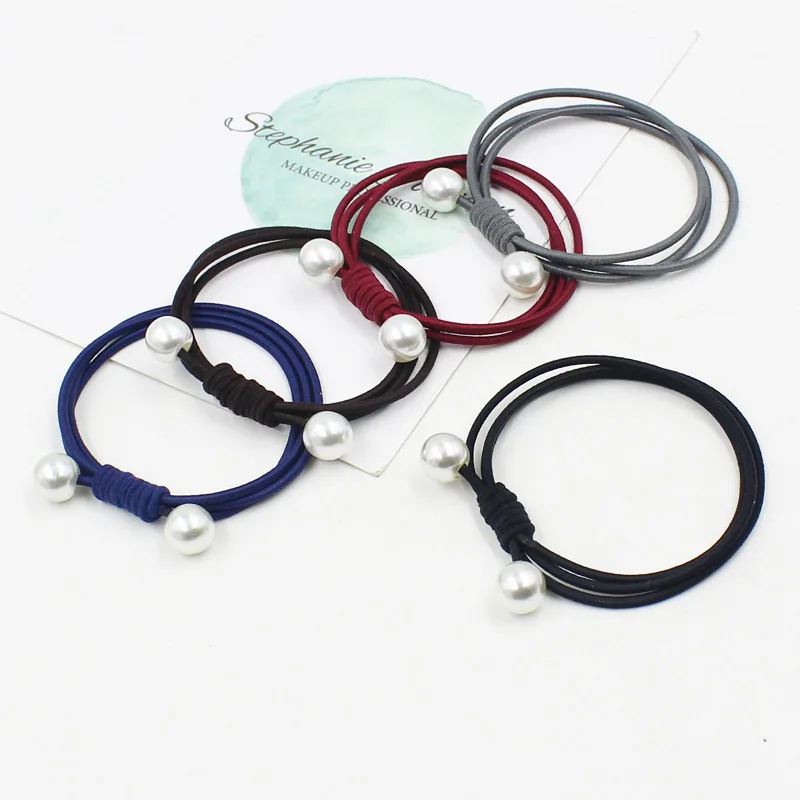 5 шт./лот модные аксессуары для волос девочек двухслойная резинка с жемчужным