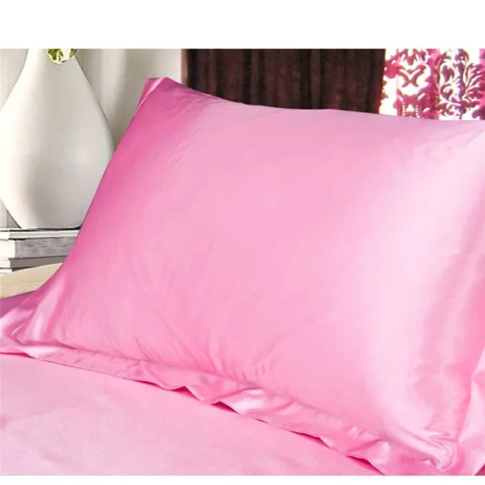 Pink 50*70 см однотонные Цвет шелковый атлас Подушка Чехол мульти Цвет чехлы для сидений автомобиля из ткани, имитирующей шелк наволочка на подушку queen Стандартный один наволочки Декор для дома - Цвет: Pink