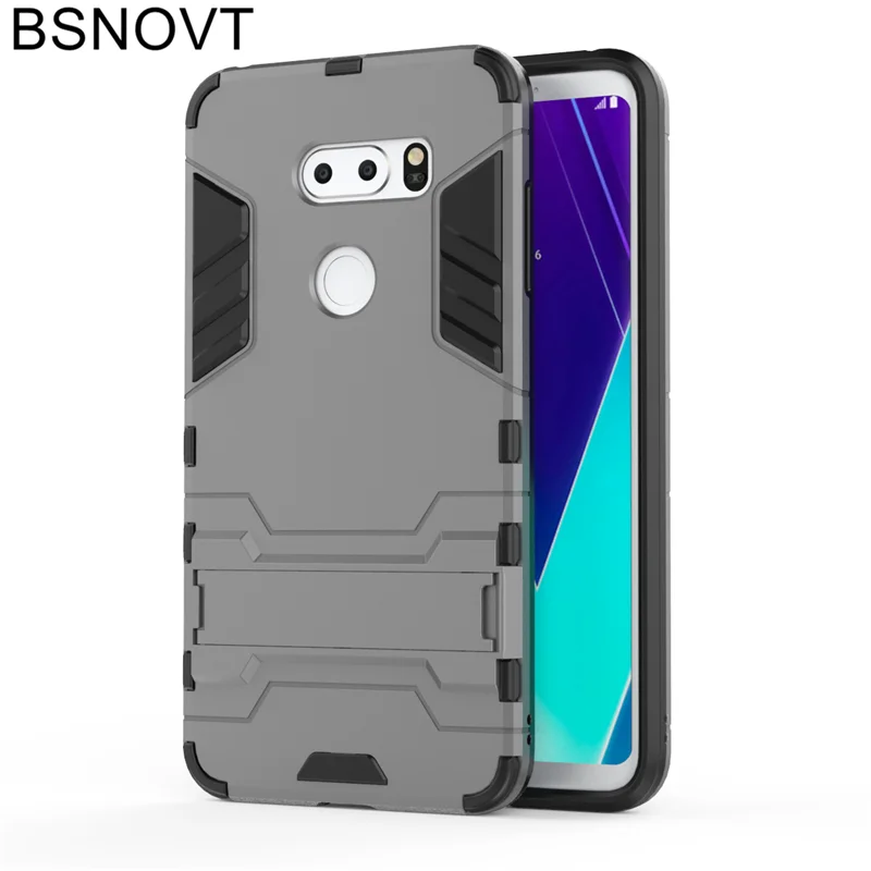 BSNOVT sFor LG V30S Cover Soft Silicone + Plastic Kickstand Case For ThinQ Plus Fundas |