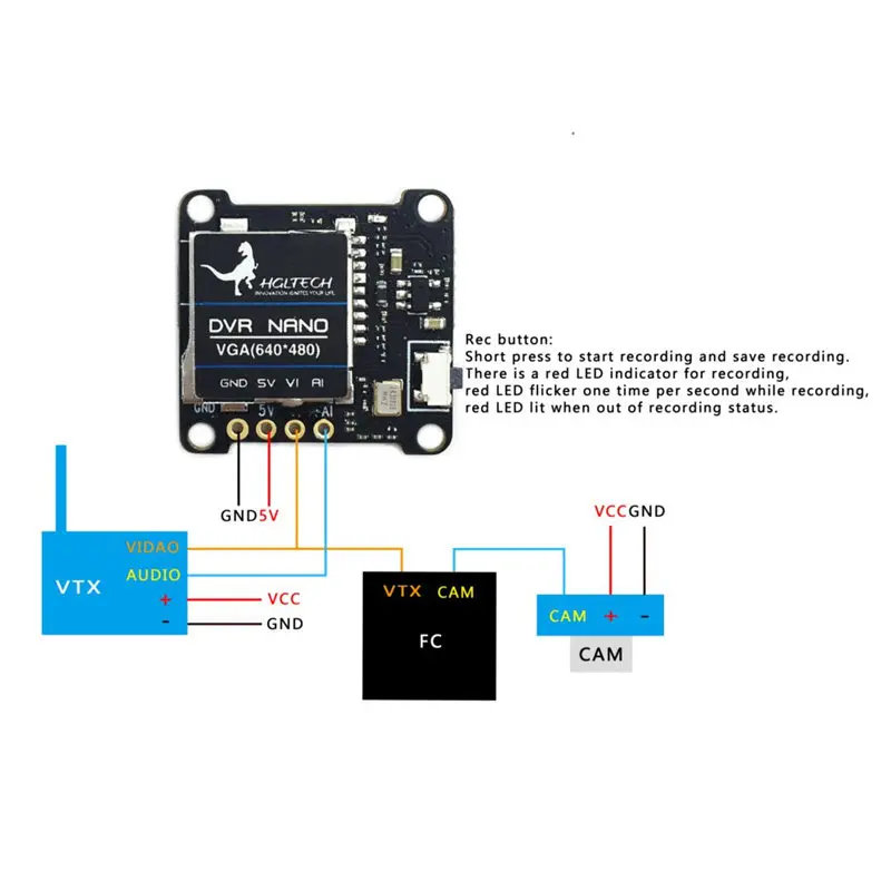 Мини видеорегистратор HGLRC NANO FPV устройство для записи воспроизведения SD карта