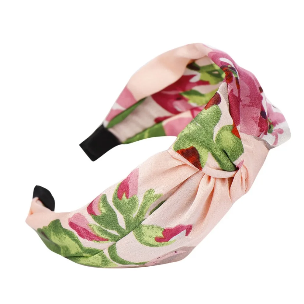 Женская повязка на голову с бантом простой обруч цветочным принтом милая для