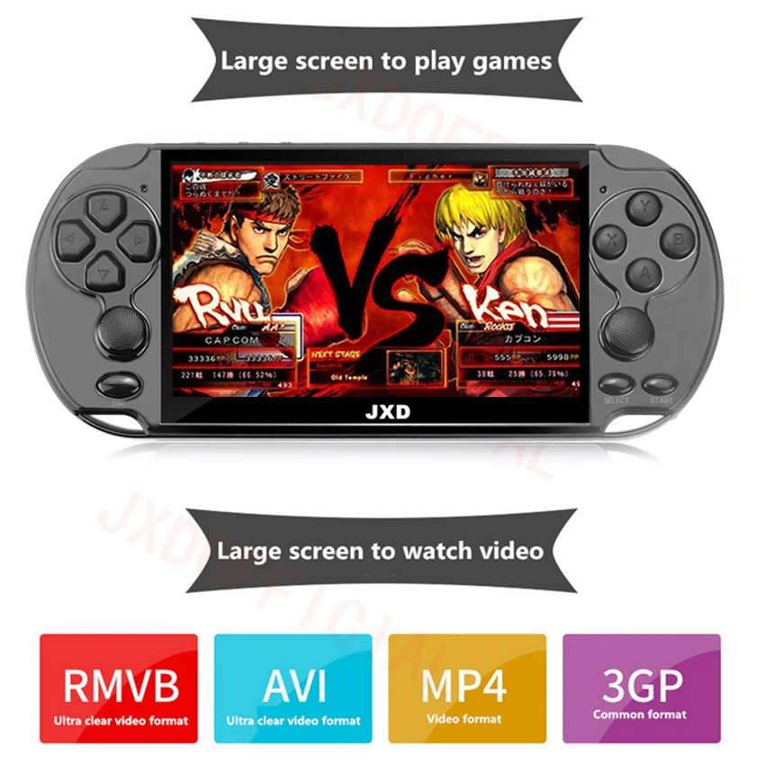 JXD, 48 ГБ, 5,1 дюйма, двойной джойстик, игровая консоль, встроенный в 9450, игра для аркадных игр, neogeo/cps/gba/gbc/GB/sens/nes/smd, mp5 DV/DC