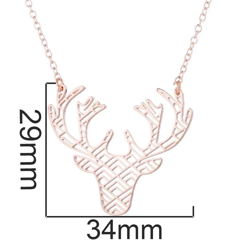 Yiustar Fashion Origami Deer Antler Necklace for Women Stainless Steel Geometric Animal Necklaces Girls Collier Christmas Gifts | Украшения