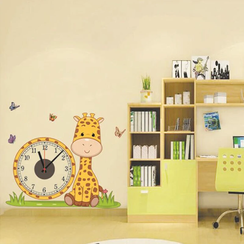 2018 Горячая Жираф diy настоящая Наклейка на стену электронные часы украшение дома