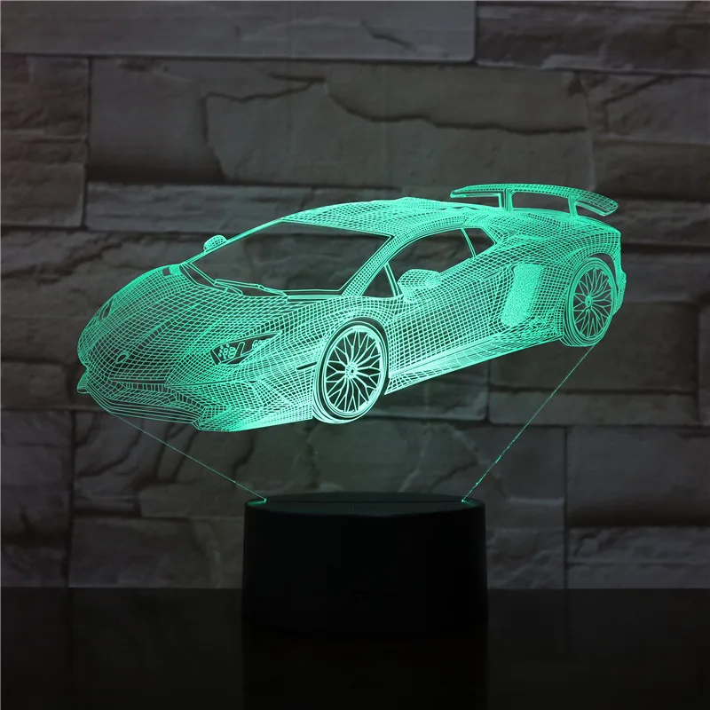 3D ночник для гоночного автомобиля настольная лампа светодиодный светодиодная 3