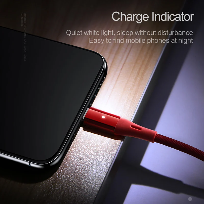 

USAMS USB Cable for iPhone Fast Charging for iPhone cable LED Light Sync Data USB Cable for iPhone X 8 7 6 6S Plus 5 5C 5S SE