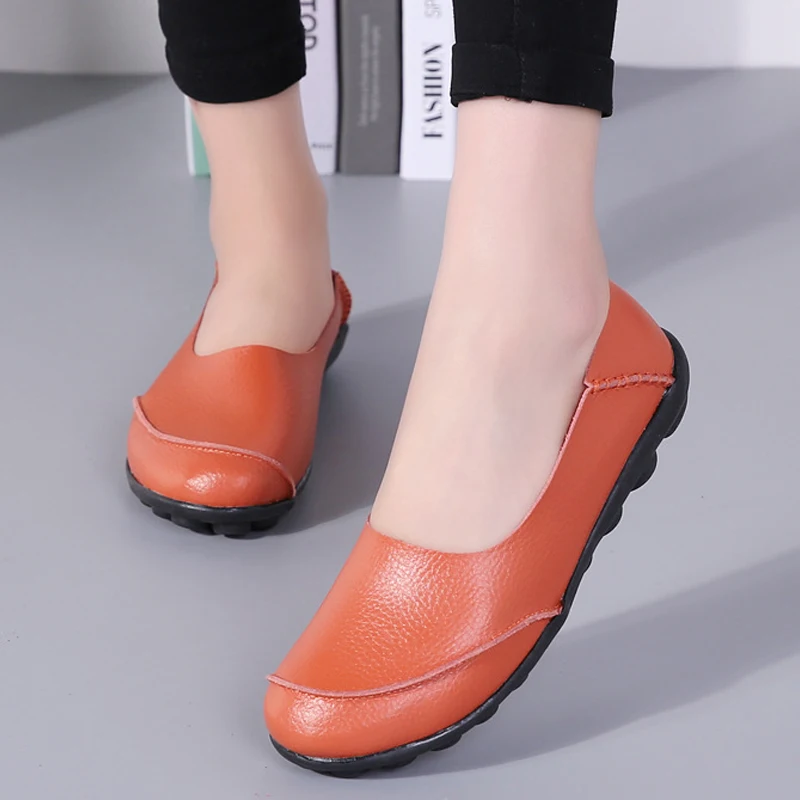 2023 Autumn women flats genuine leather shoes slip on ballet flats women flats print woman shoes moccasins loafers shoes L138
