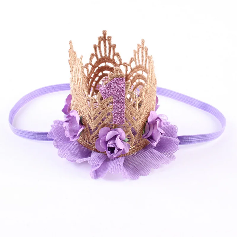 Розничная продажа повязка на голову с кружевной короной день рождения