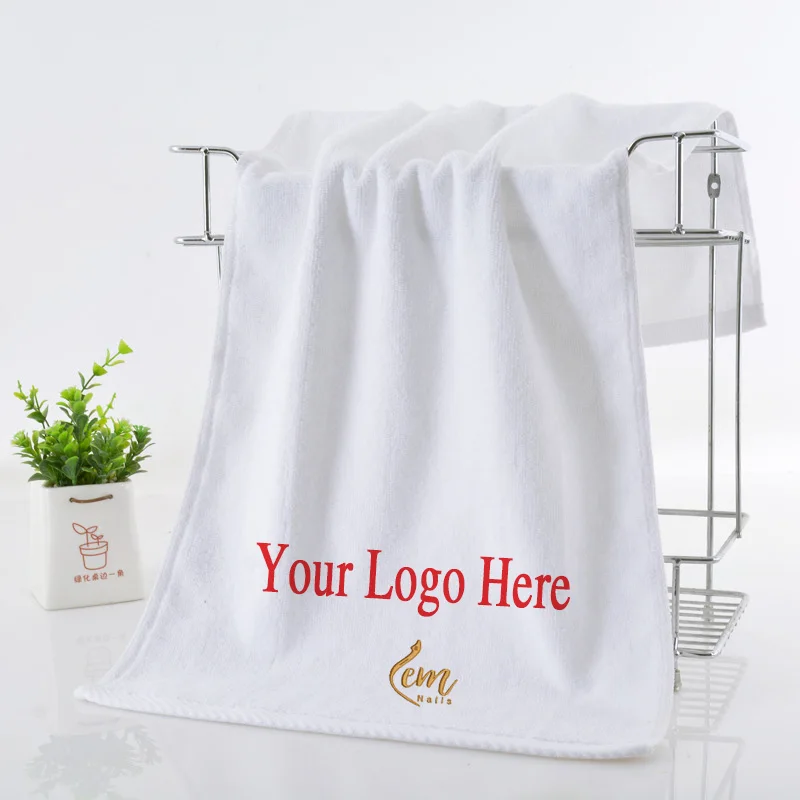 1 piece white Хлопок вышитое белое полотенце для рук для гостиницы вышивка Ванна персонализированные индивидуальные спортивные пляжные полотенца подарок с логотипом Прямая поставка доступны - Цвет: 1 piece white