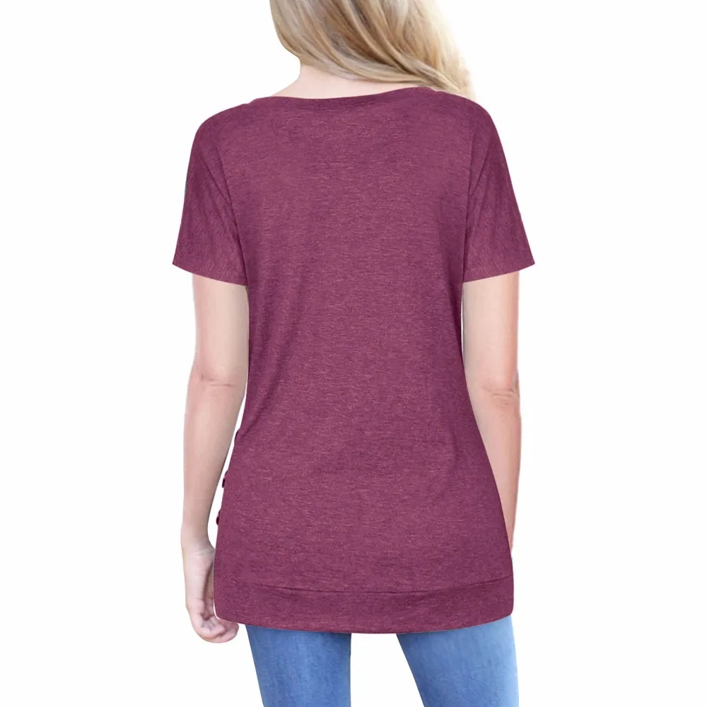 Блузка женская с коротким рукавом на пуговицах однотонная|Блузки| |