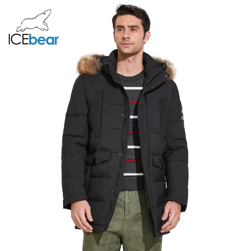 ICEbear 2018 зимняя куртка с мехом енота 17MD901D | Мужская одежда