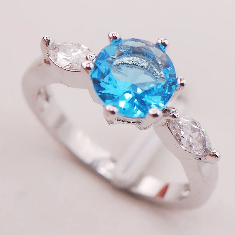 

Blue Crystal Zircon Women 925 Sterling Silver Ring F741 Size 6 7 8 9 10