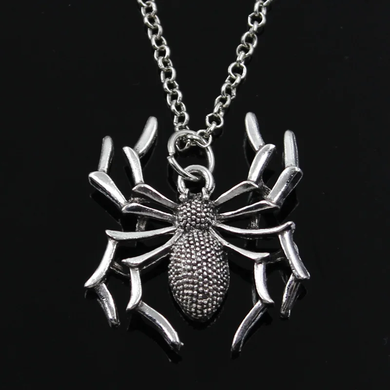 round chain Новая мода паук подвески в стиле Хэллоуина круглый крест цепи Короткие Длинные мужские женские серебряные ожерелья ювелирные изделия подарок - Окраска металла: round chain